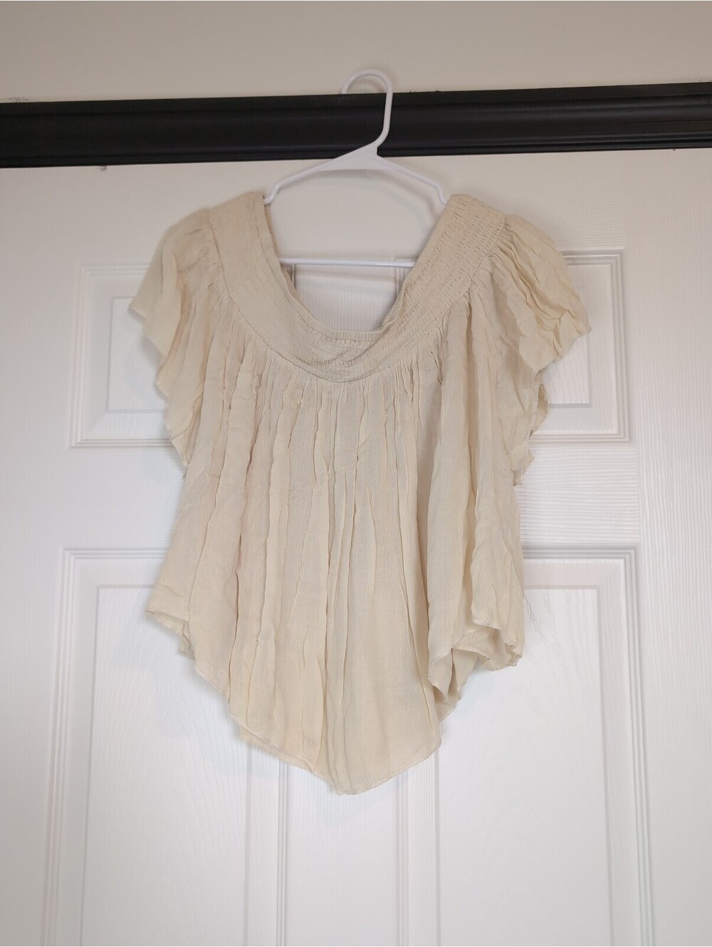 Large Elan cream boho flowy blouse